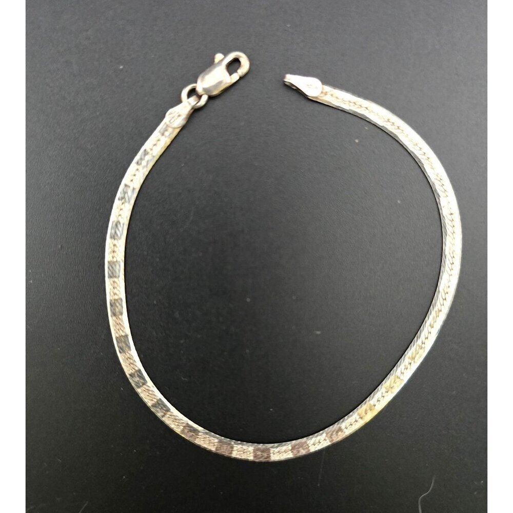 Vior 925 Sterling Silver Vntg Snake Chain Bracelet With Lobster Clasp Italy - Picture 2 of 10